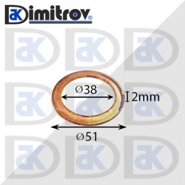 Дифтунга Ø 38 х Ø 51 х 2 mm медна